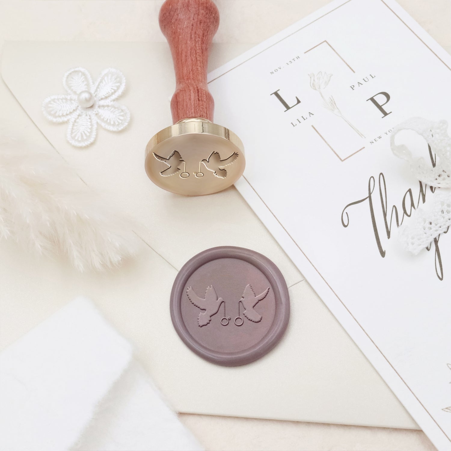 Celebração de Casamento Alianças de Casamento Carimbo de Sinete de Lacre 3