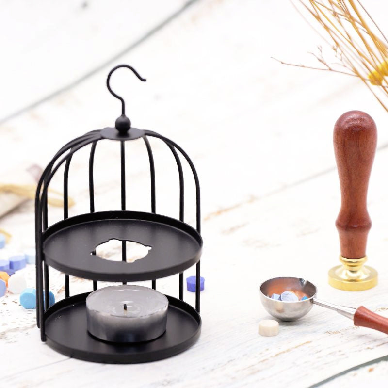 Fogareiro para Lacre de Fusão Artístico Retro de Estilo Europeu em Forma de Gaiola de Pássaro b