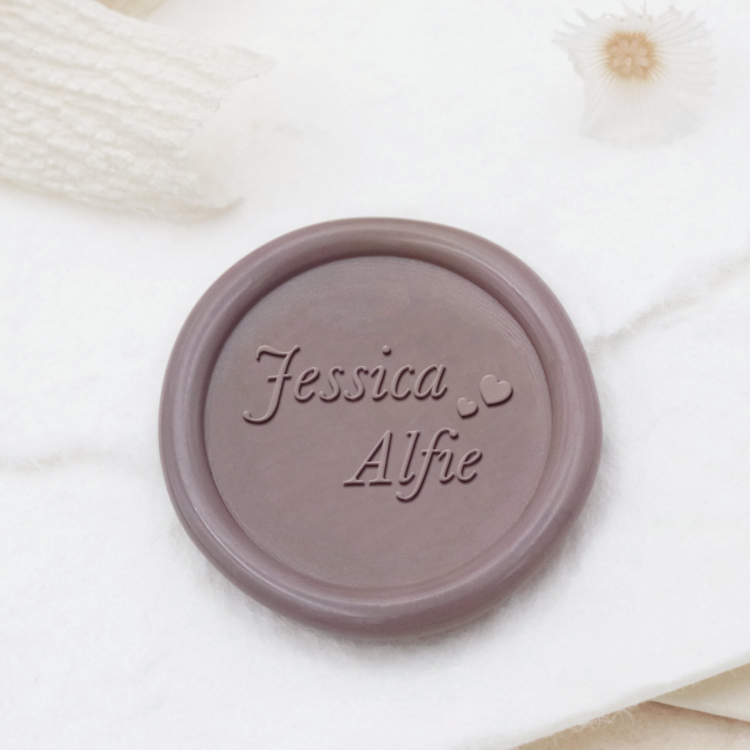 Carimbo de Sinete de Lacre para Casamento com Nome Minimalista Personalizado - Estilo 3 1