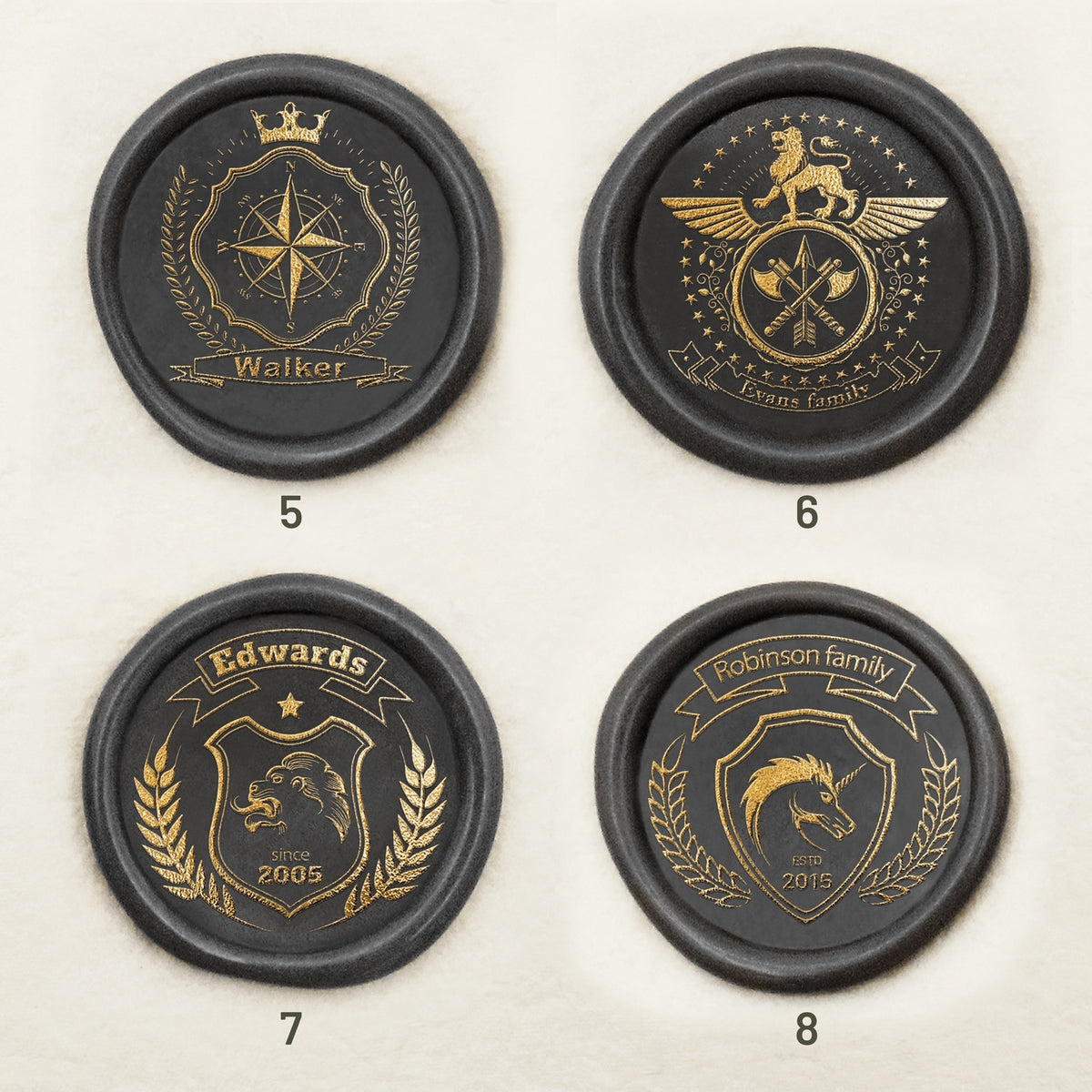 Carimbo de Sinete de Lacre de Brasão Familiar Personalizado (18 Designs) sku-2