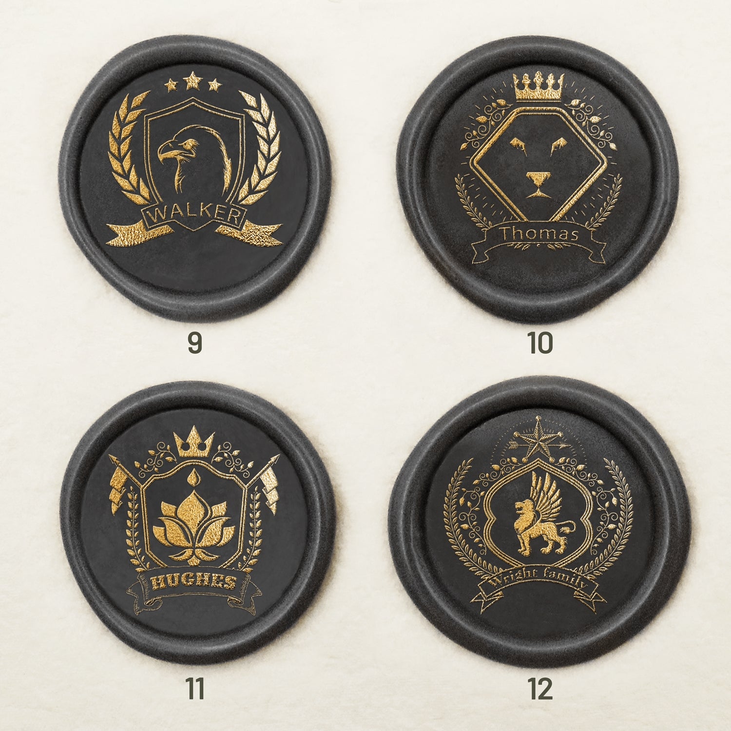 Carimbo de Sinete de Lacre Personalizado com Brasão de Família (18 Designs) sku-3