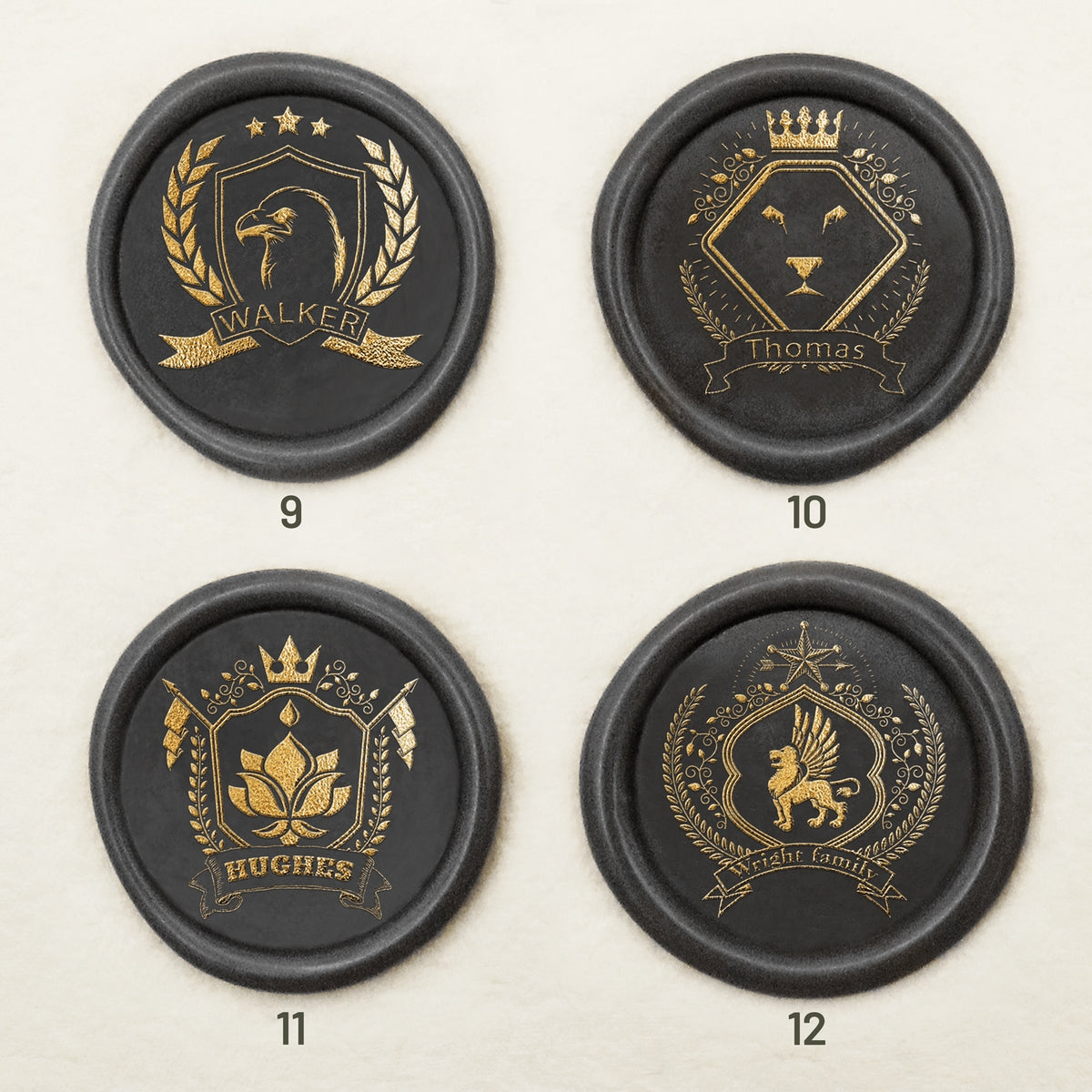 Carimbo de Sinete de Lacre Personalizado com Brasão de Família (18 Designs) sku-3