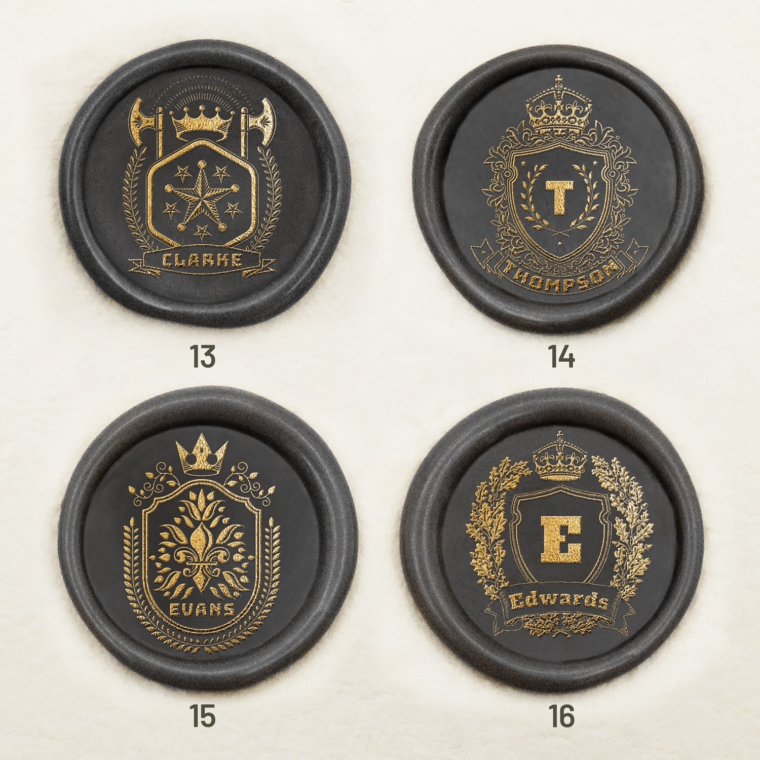 Carimbo de Sinete de Lacre de Brasão Familiar Personalizado (18 Designs) sku-4