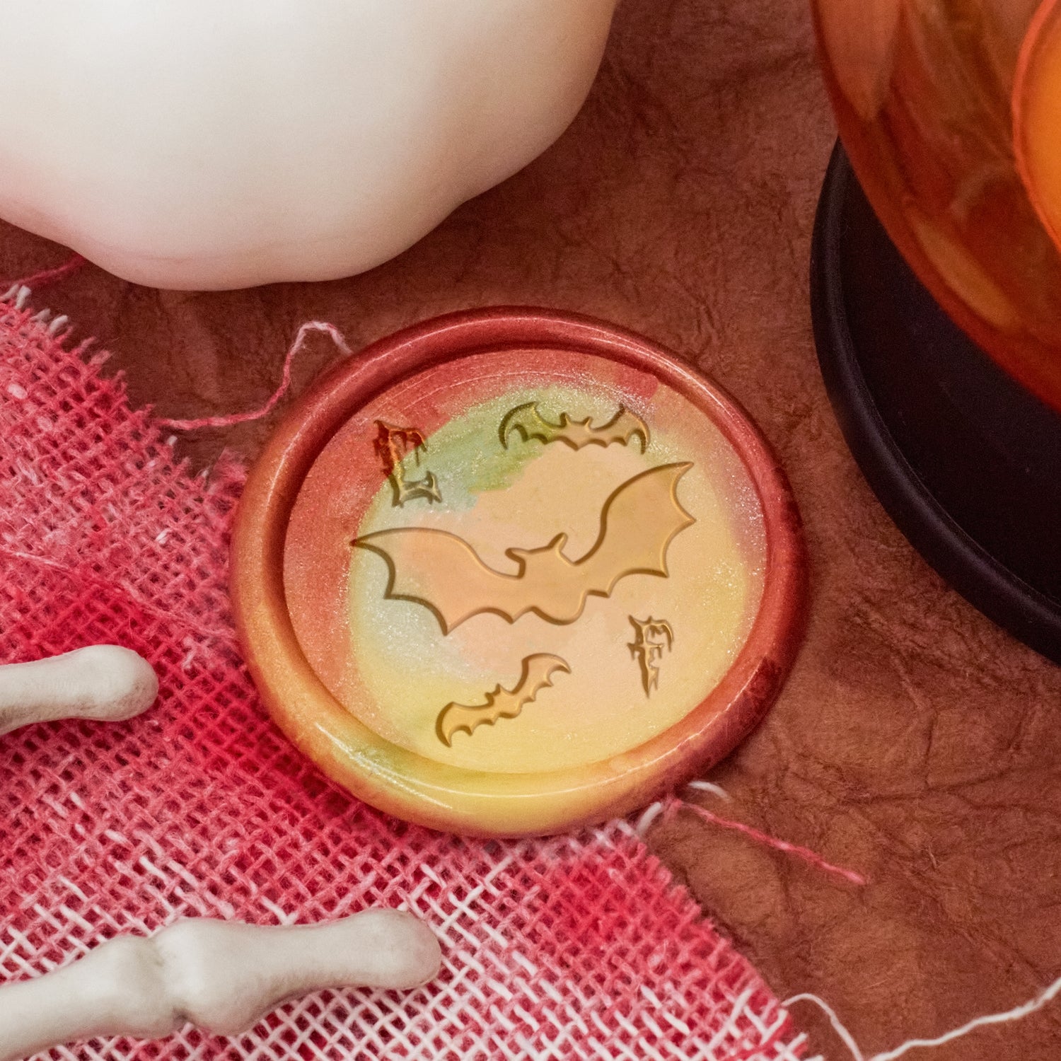 Carimbo de Sinete de Lacre Personalizado com Nome de Enxame de Morcegos Halloween 2