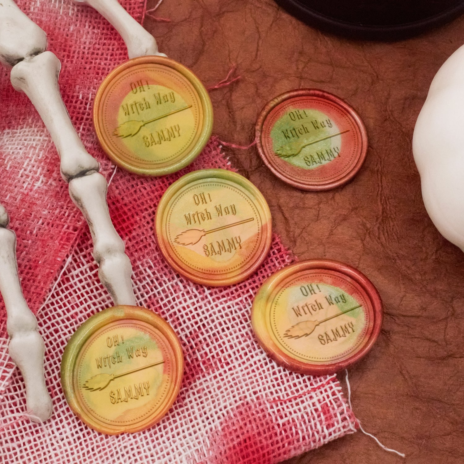 Carimbo de Sinete de Lacre Personalizado Vassoura Halloween Nome 3