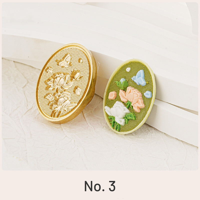 Carimbo de Sinete de Lacre com Flor em Relevo 3D (3 Designs) sku-3