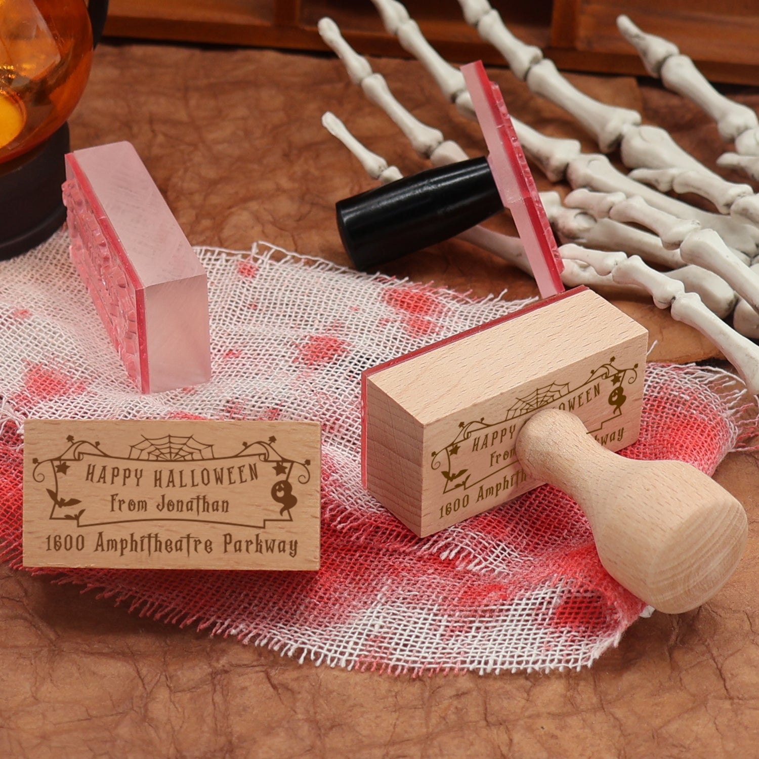 Carimbo de Borracha de Morada de Retorno Halloween Rectangular Personalizado (27 Designs)3