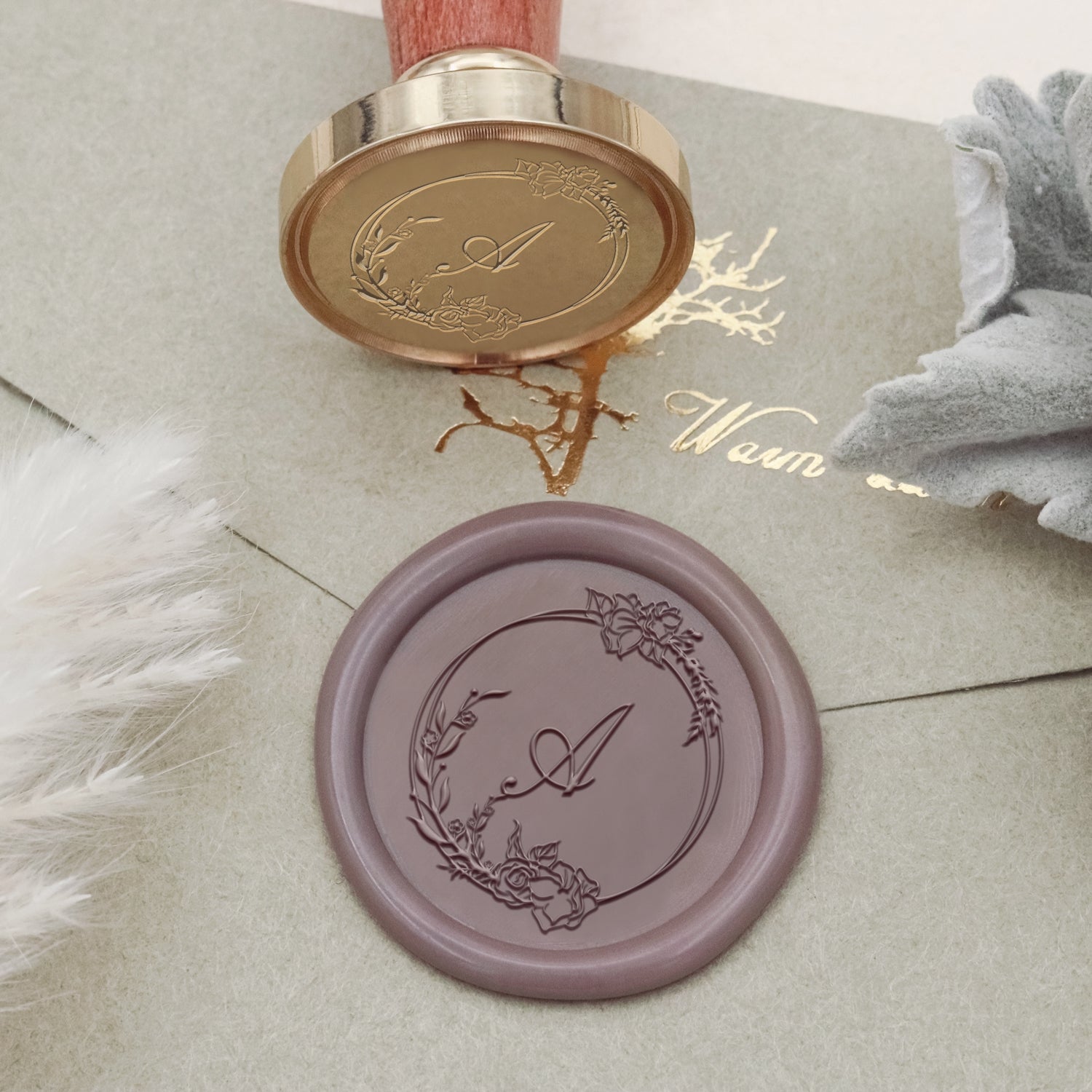Sussurros Enigmáticos Carimbo de Sinete de Lacre com Inicial Personalizado - Estilo 2 2
