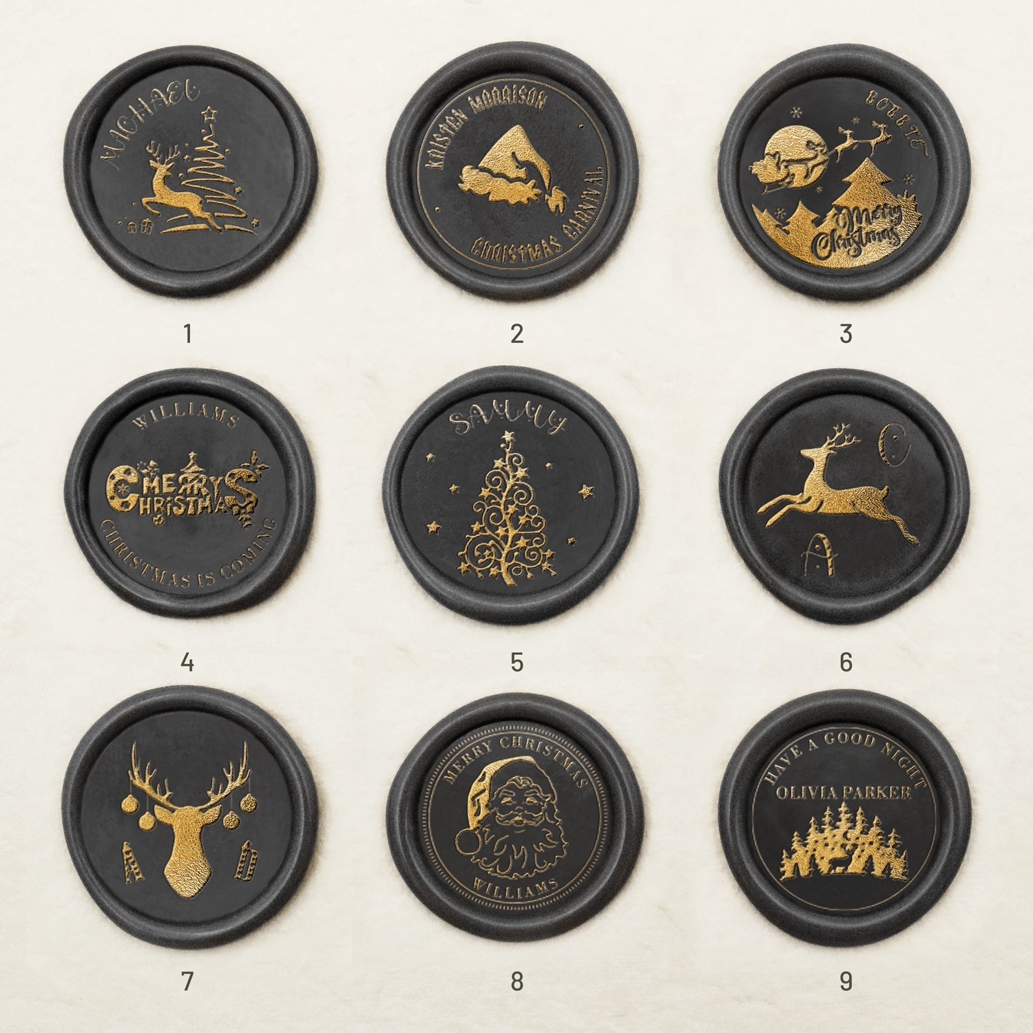 Carimbo de Sinete de Lacre de Nome Personalizado de Natal (27 Desenhos) Christmas-1