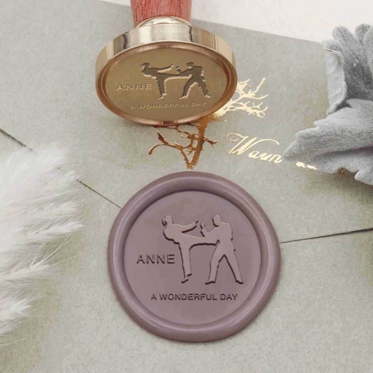 Carimbo de Sinete de Lacre Personalizado com Nome de Desportos de Artes Marciais - Stamprints