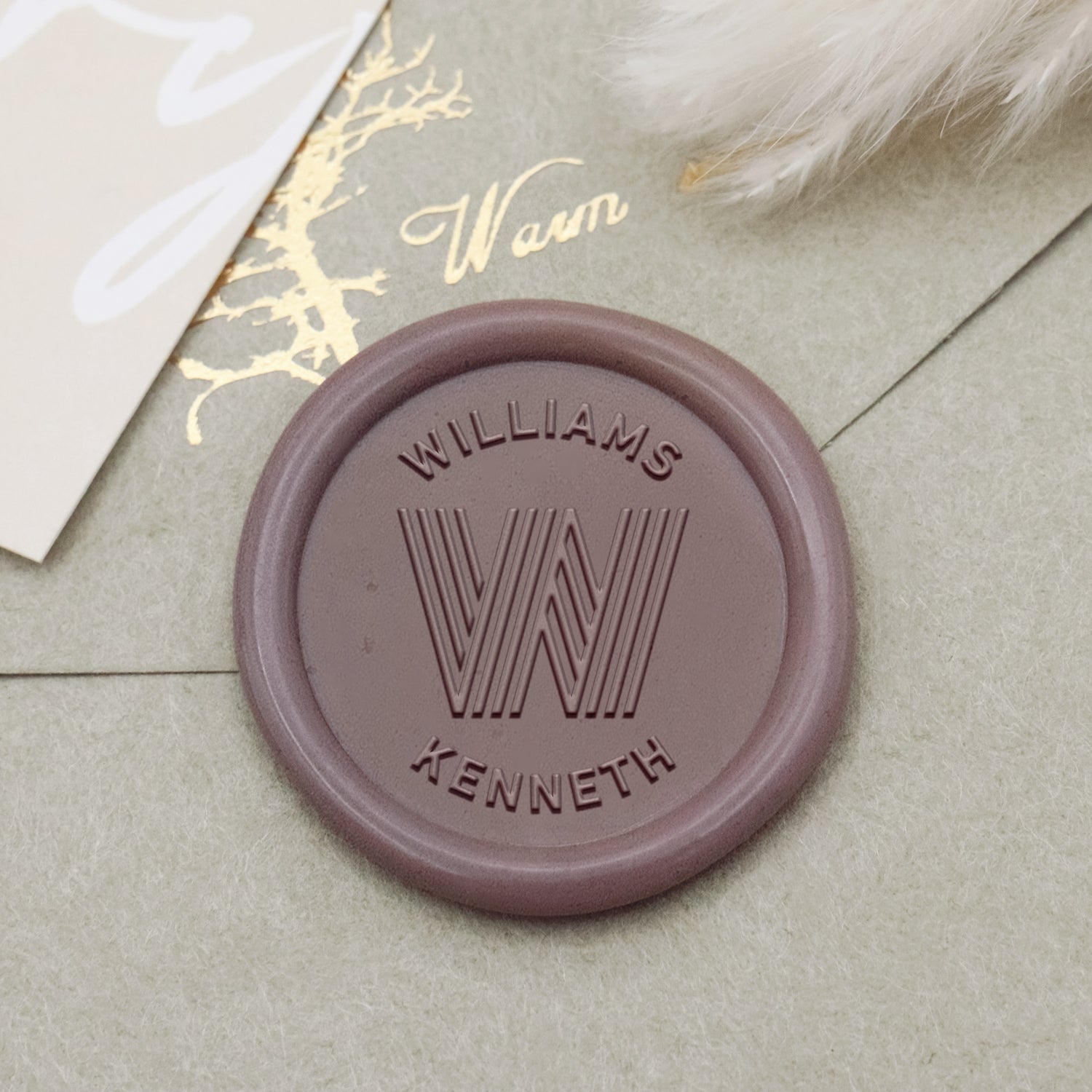 Carimbo de Sinete de Lacre Personalizado com Nome Inicial Linear 1