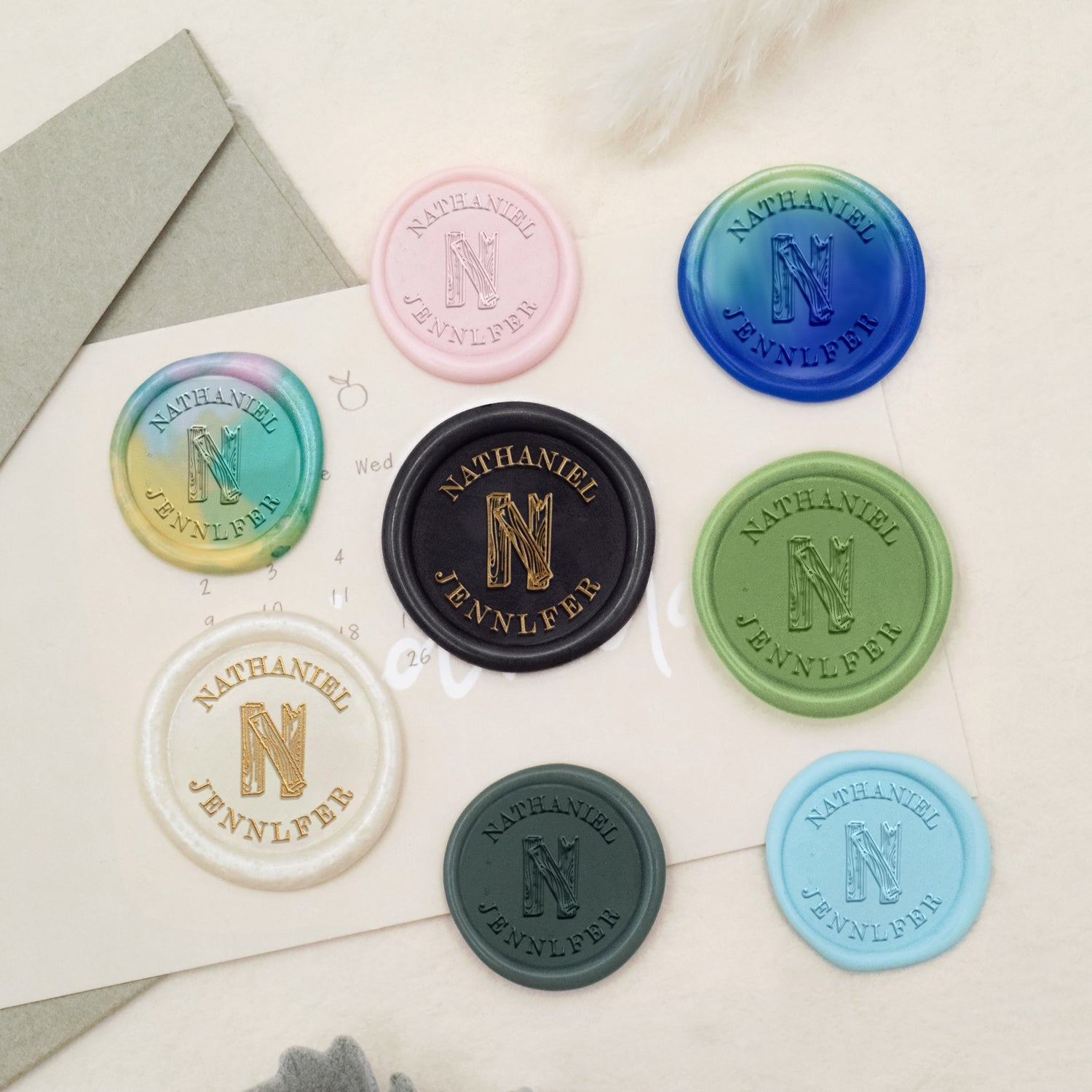 Carimbo de Sinete de Lacre com Nome Inicial Capital Personalizado 3
