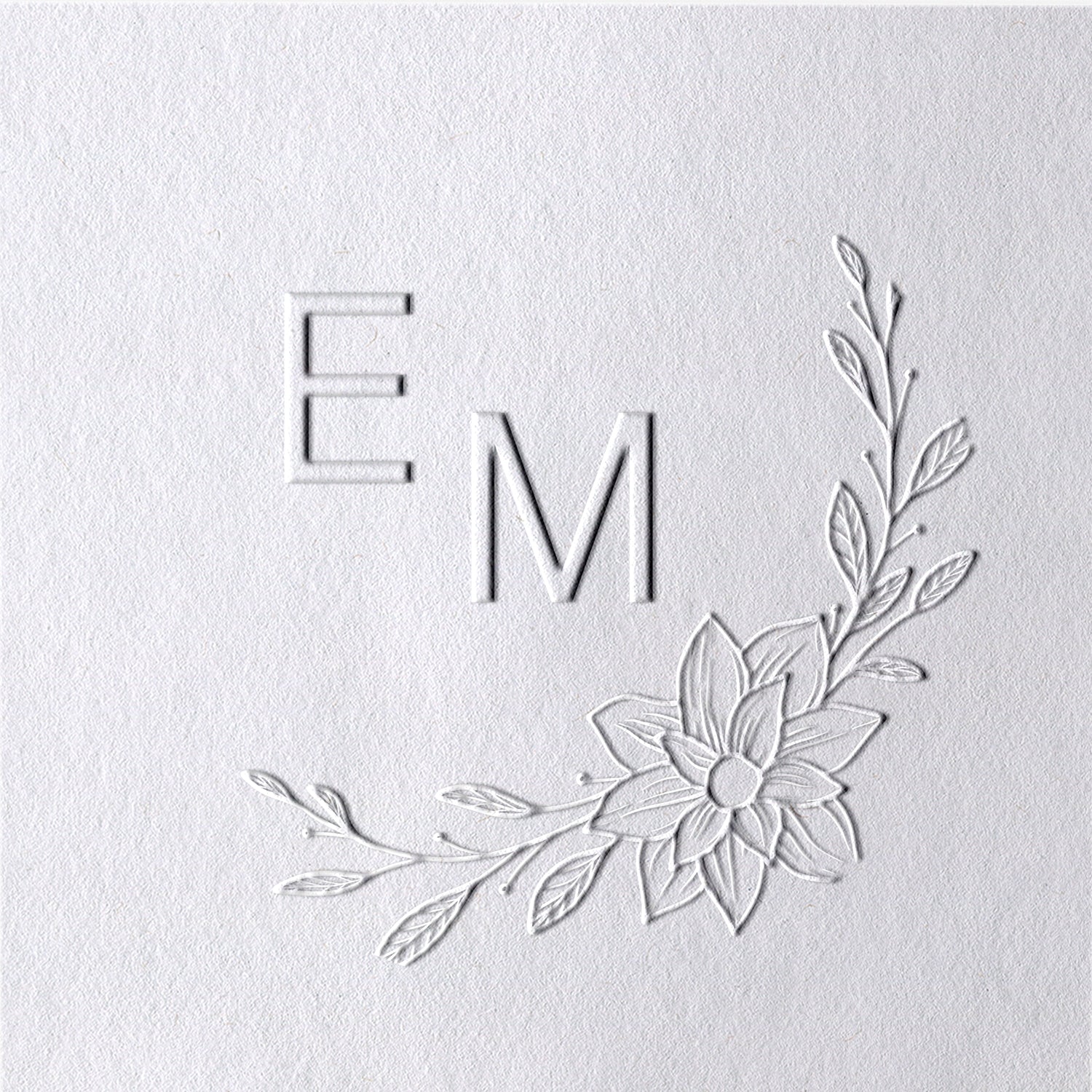 Chancela de Monograma de Casamento com Iniciais Botânicas Personalizadas - Estilo 4 Chancela de Monograma de Casamento com Iniciais Botânicas Personalizadas - Estilo 441