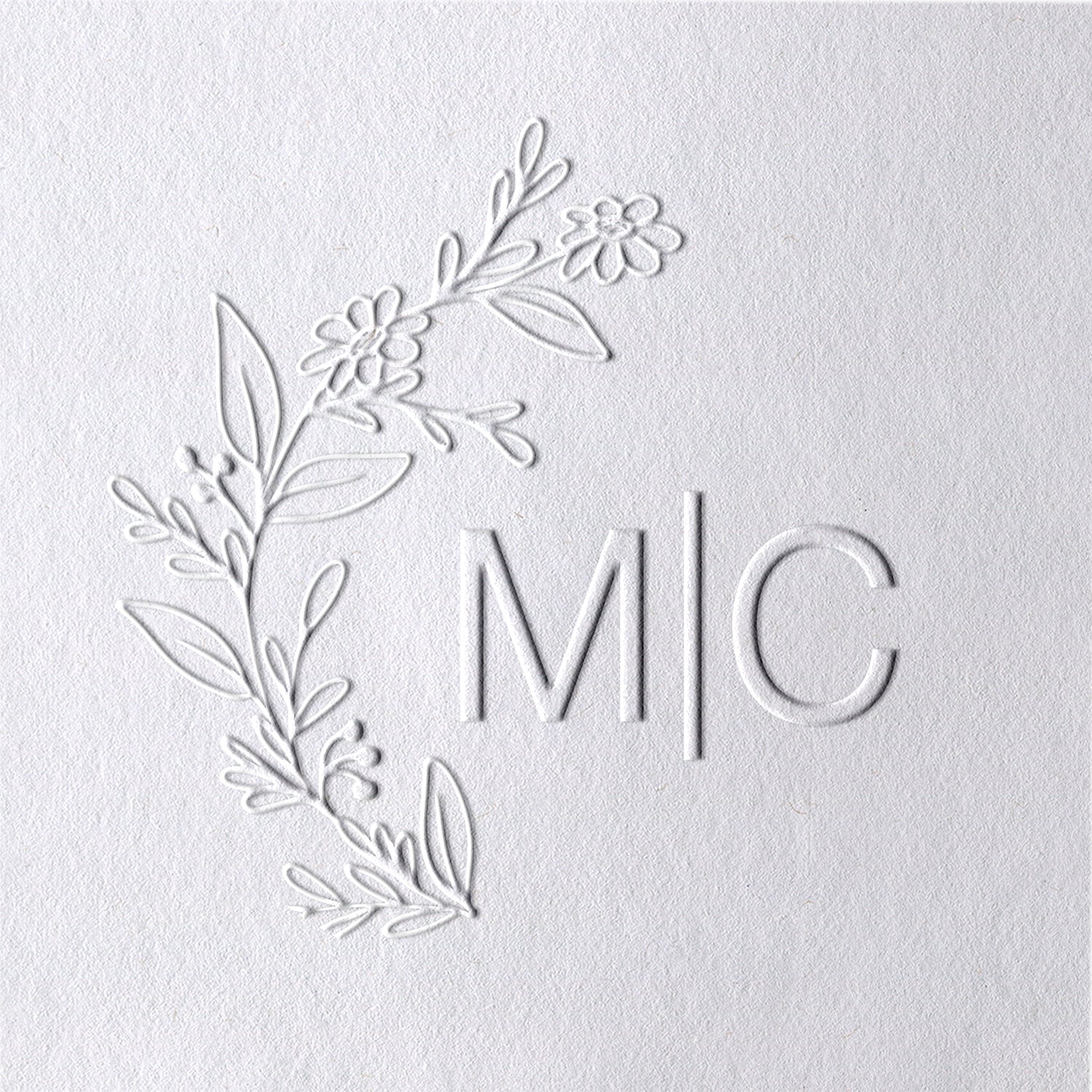 Chancela de Monograma de Casamento com Iniciais Botânicas Personalizadas - Estilo 3 Chancela de Monograma de Casamento com Iniciais Botânicas Personalizadas - Estilo 331