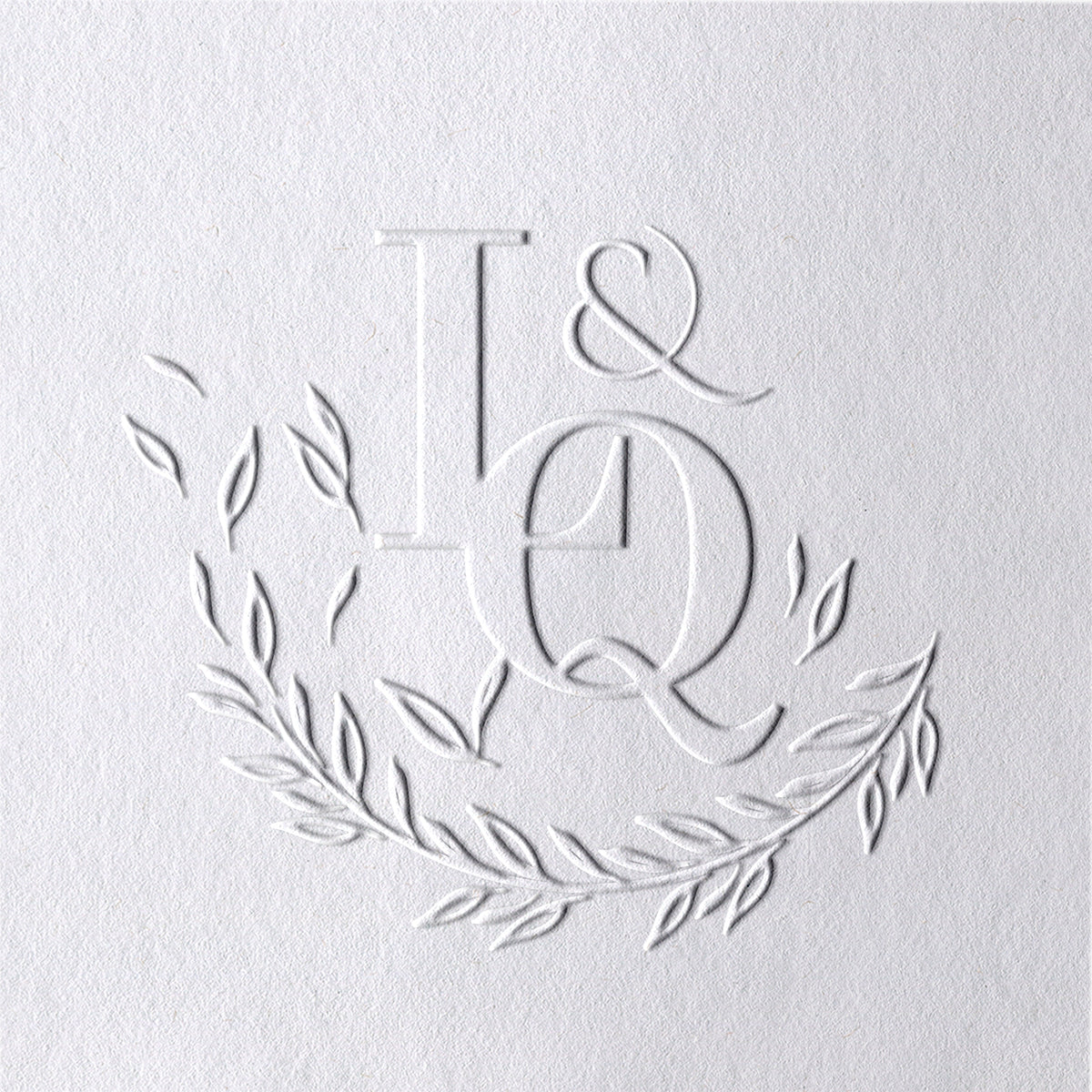 Custom Falling Olive Branch Wedding Initial Embosser 121