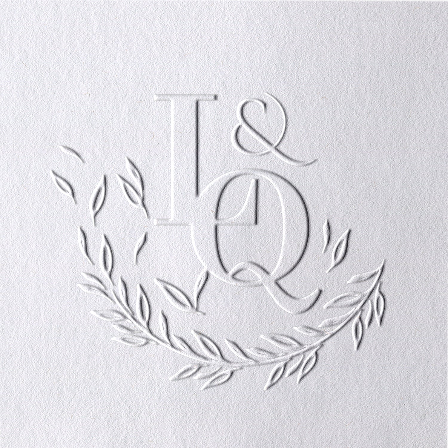 Chancela de Iniciais de Casamento com Ramo de Oliveira Personalizado 121