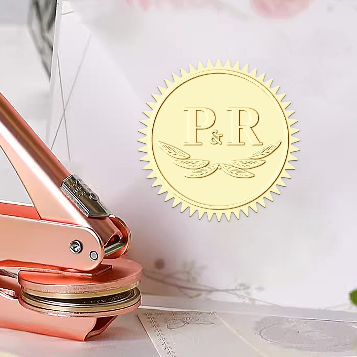 Chancela de Monograma de Casamento Wing Personalizado 1-101