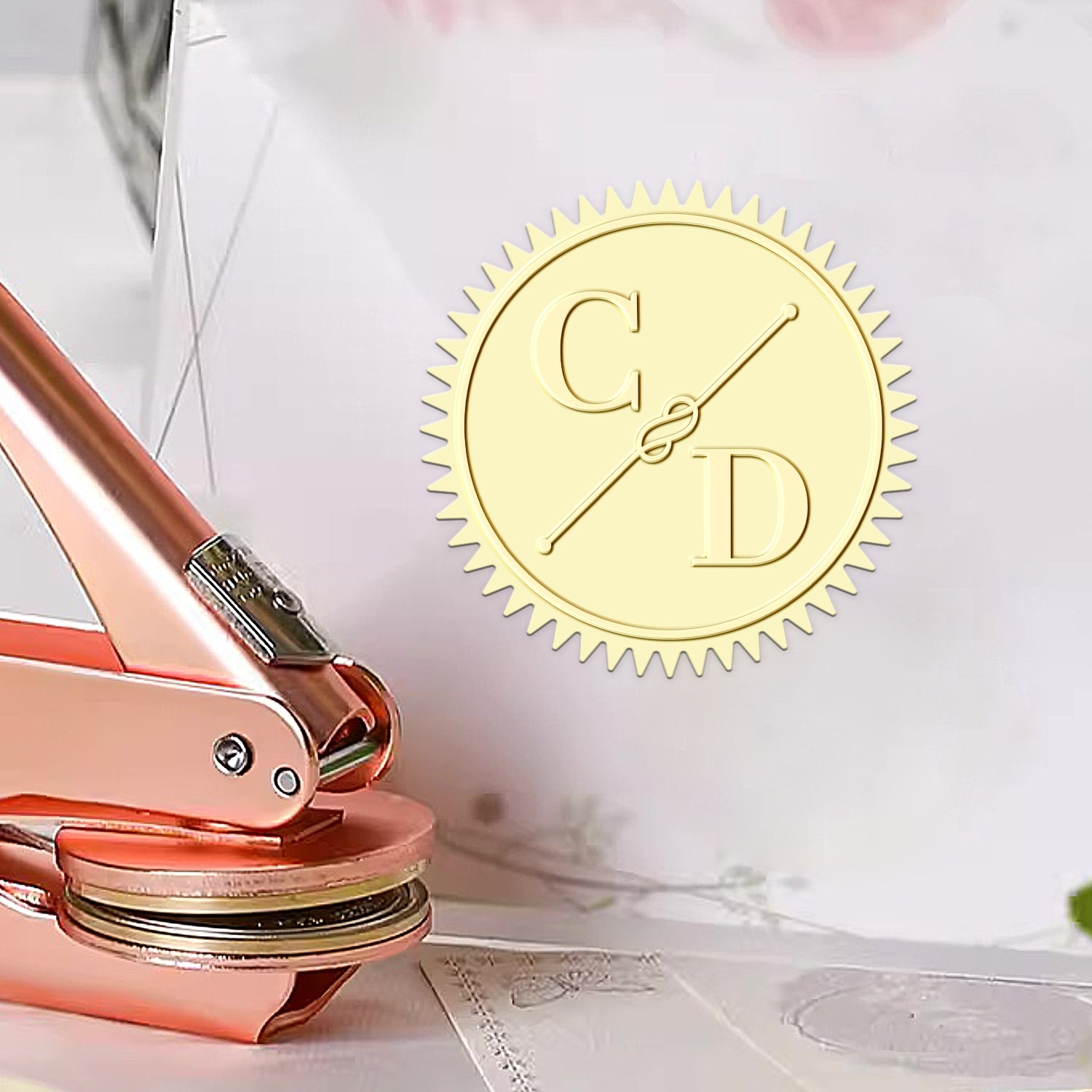 Custom Simple Knot Wedding Monogram Initial Embosser 1-51