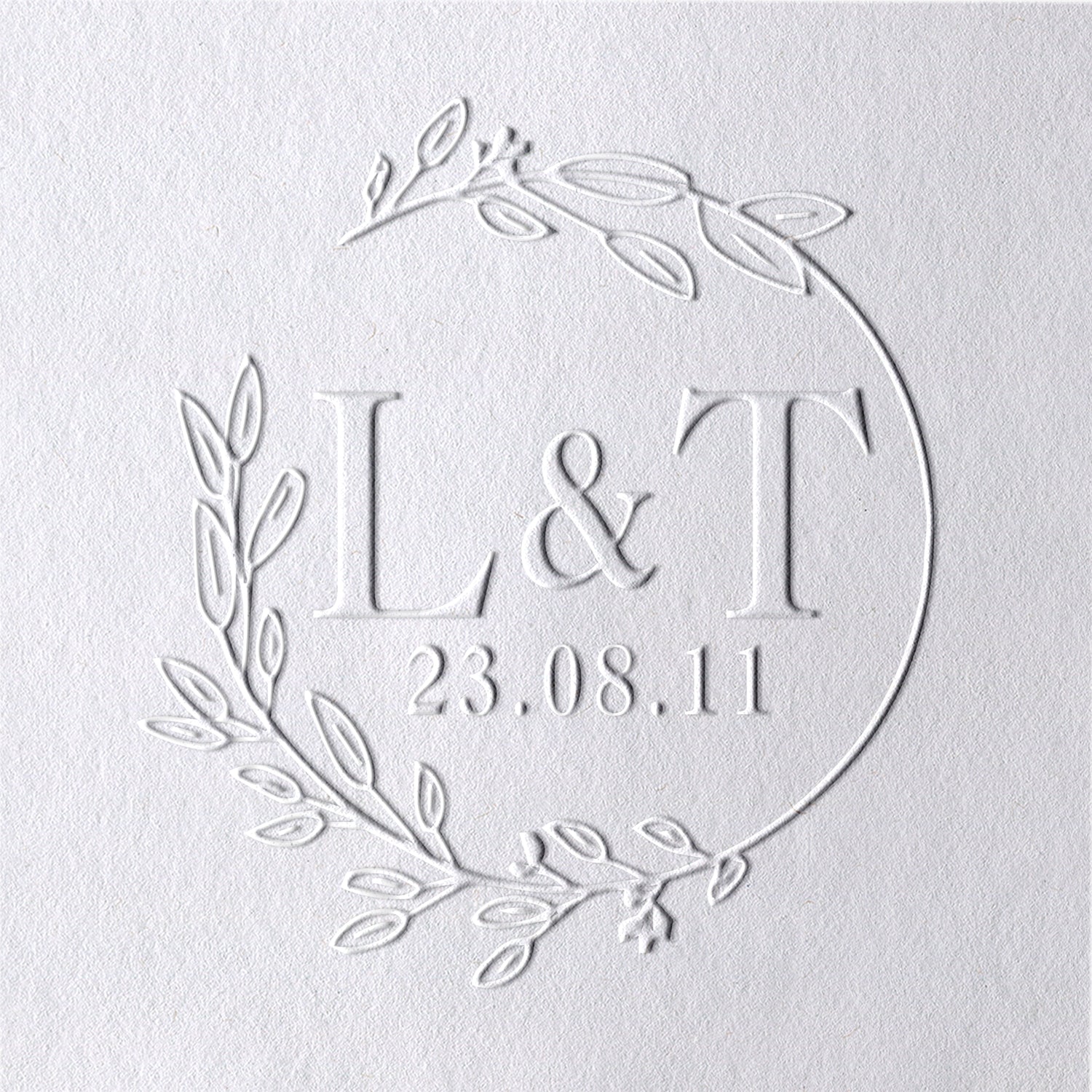 Chancela de Casamento com Monograma Personalizado de Ramo e Iniciais 311