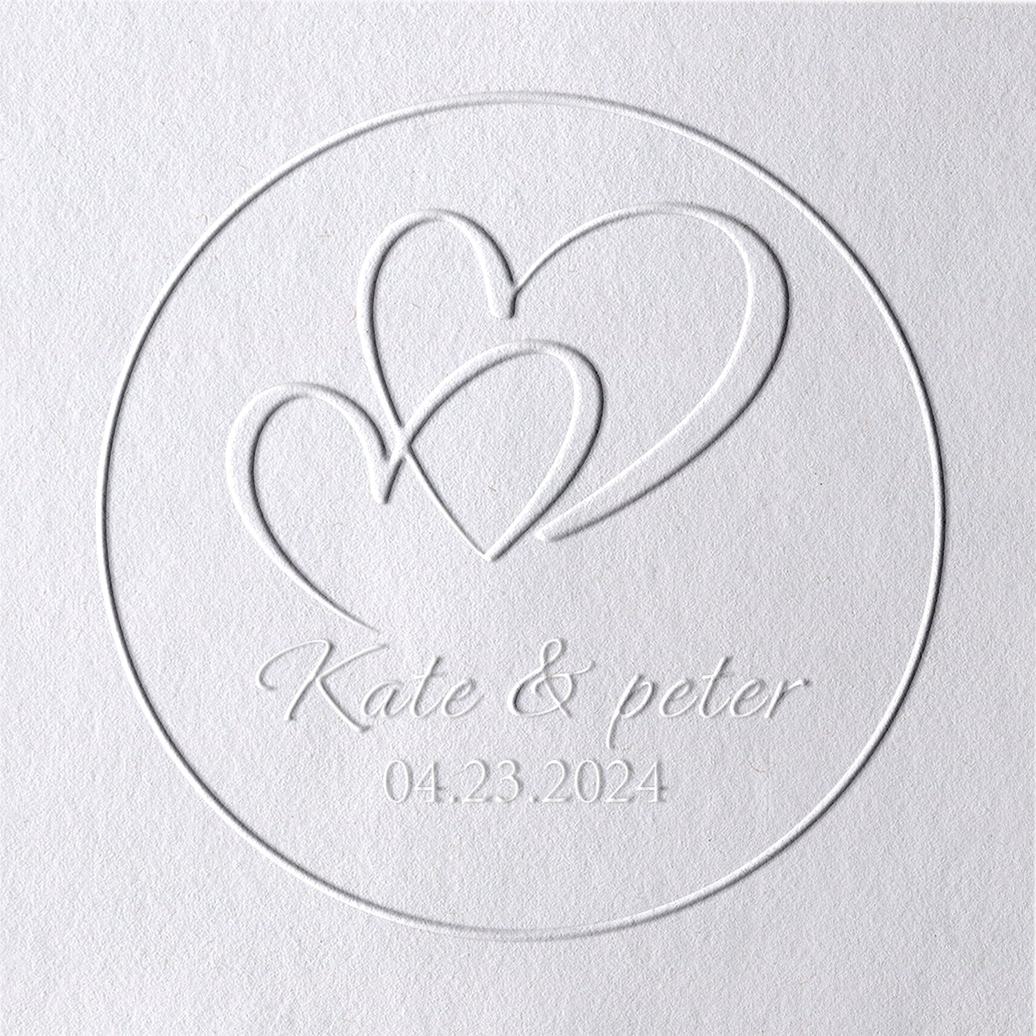 Chancela de Casamento com Corações Sobrepostos Personalizada 201