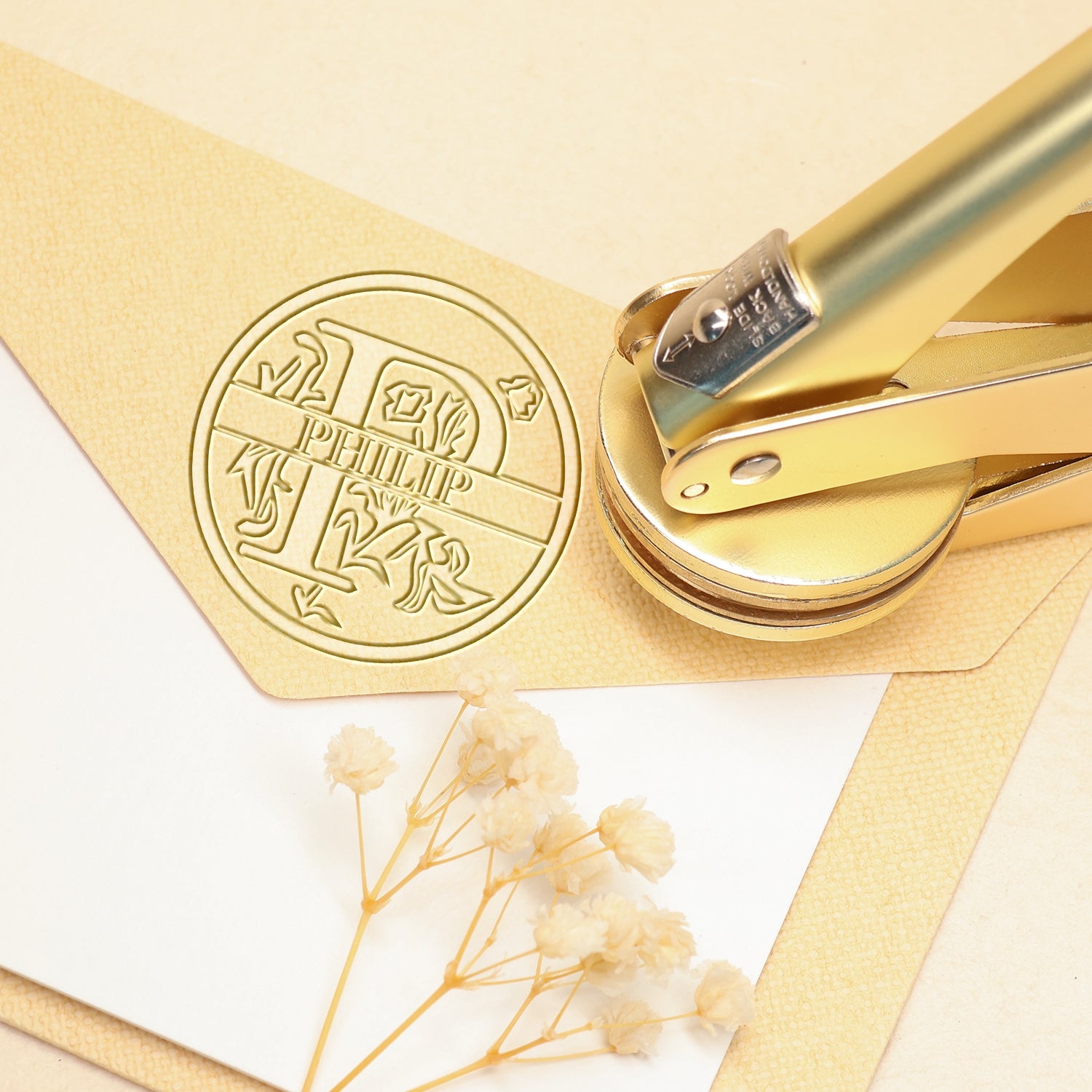 Chancela de Nome Floral Personalizado de 26 Letras - P P11