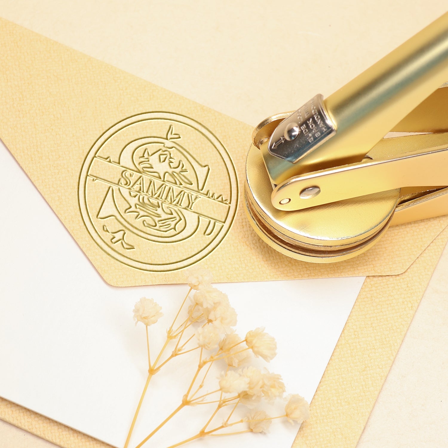 Chancela de Nome Floral Personalizado de 26 Letras - S S11