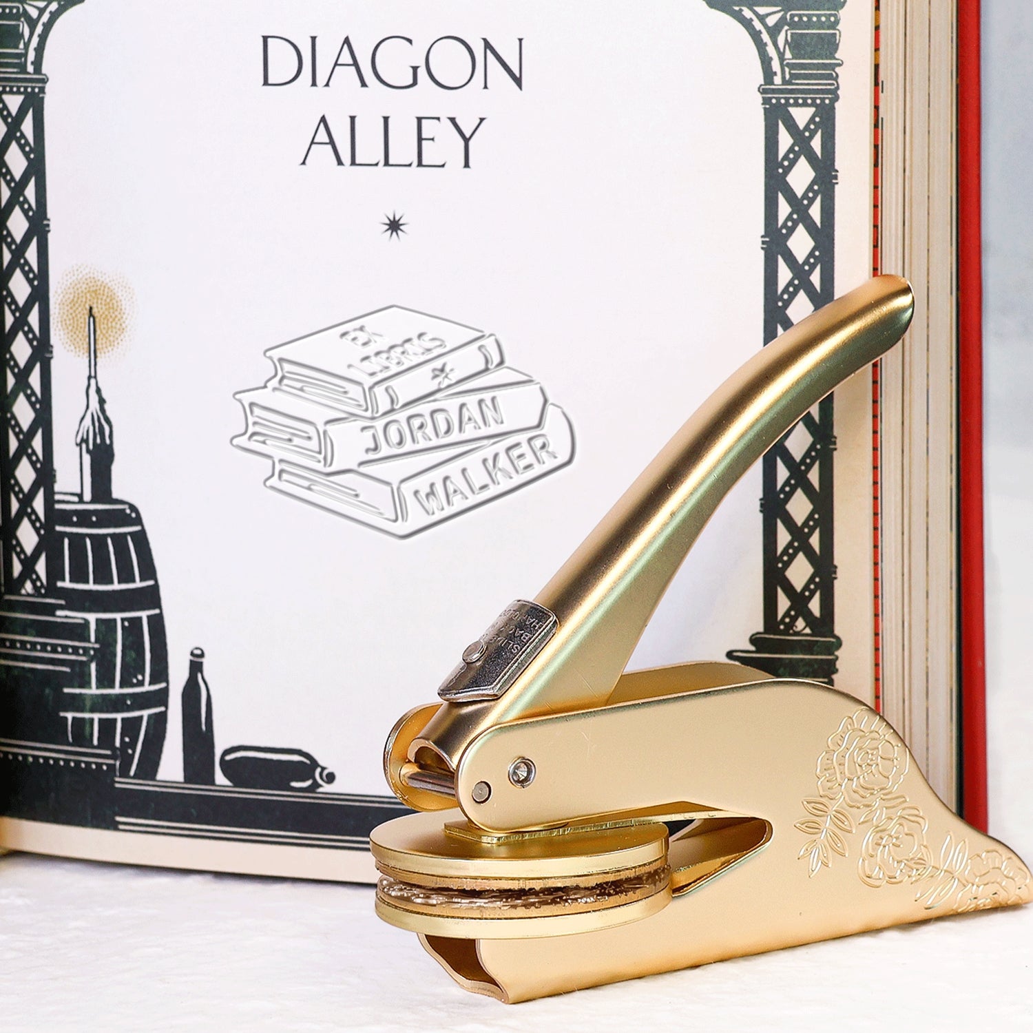 Chancela de Livros Ex-libris Pilha de Livros Personalizada1