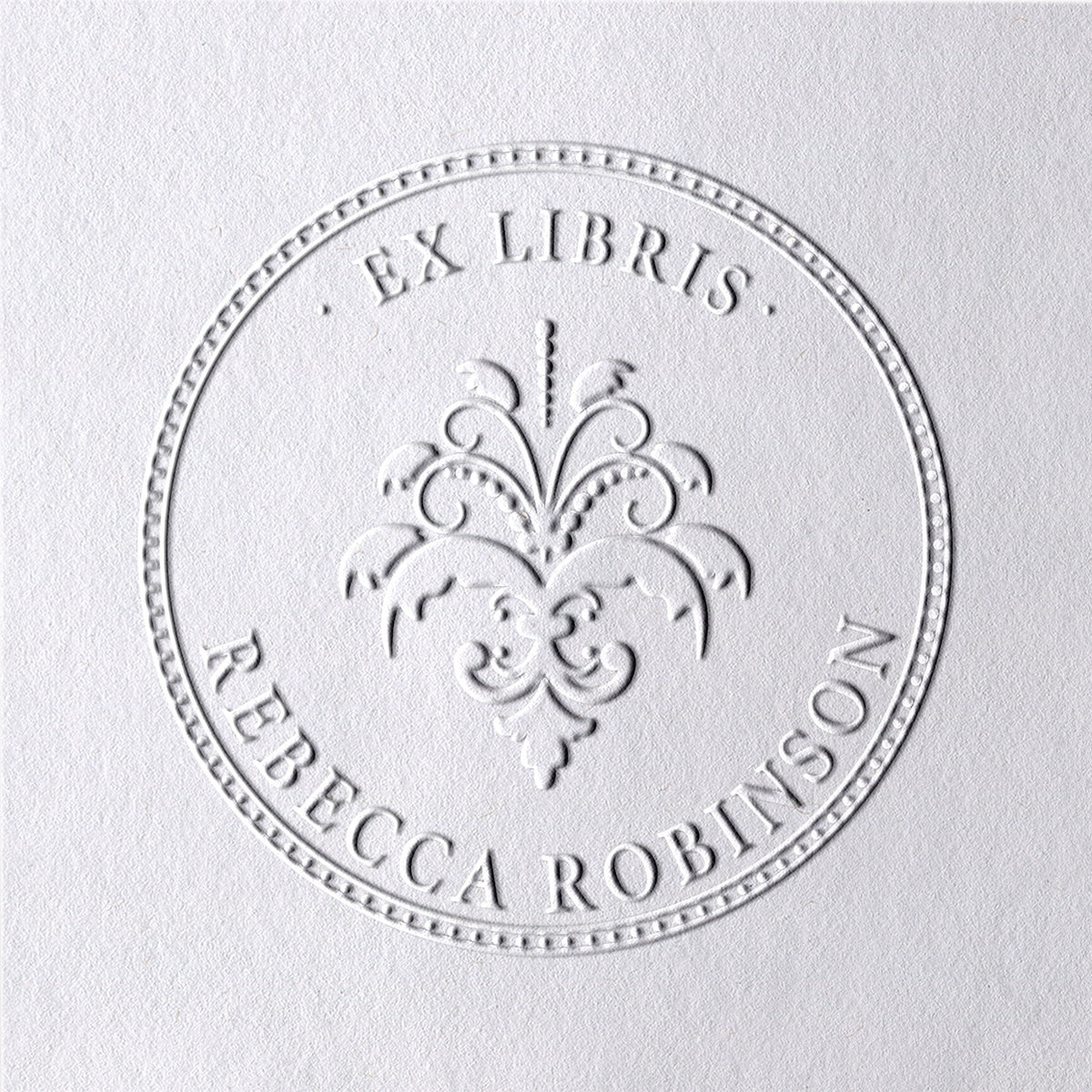 Chancela de Livro Ex-libris Flor de Lis Personalizada2