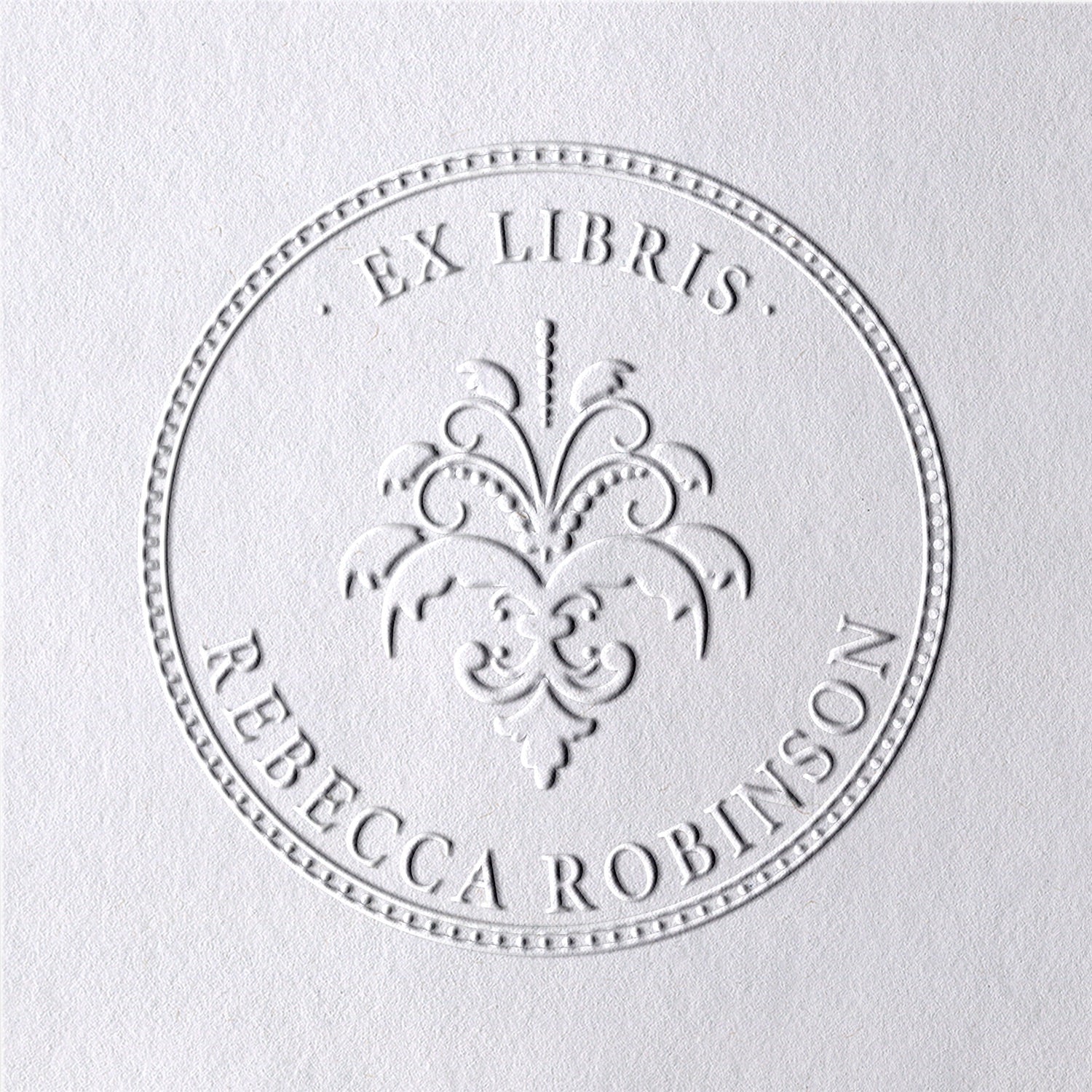 Chancela de Livro Ex-libris Flor de Lis Personalizada2