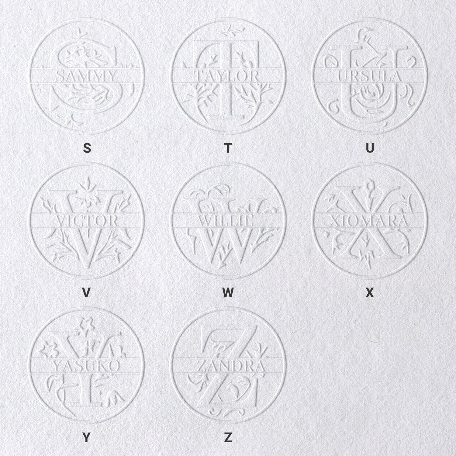 Chancela Personalizada de Nome Floral de 26 Letras sku-31