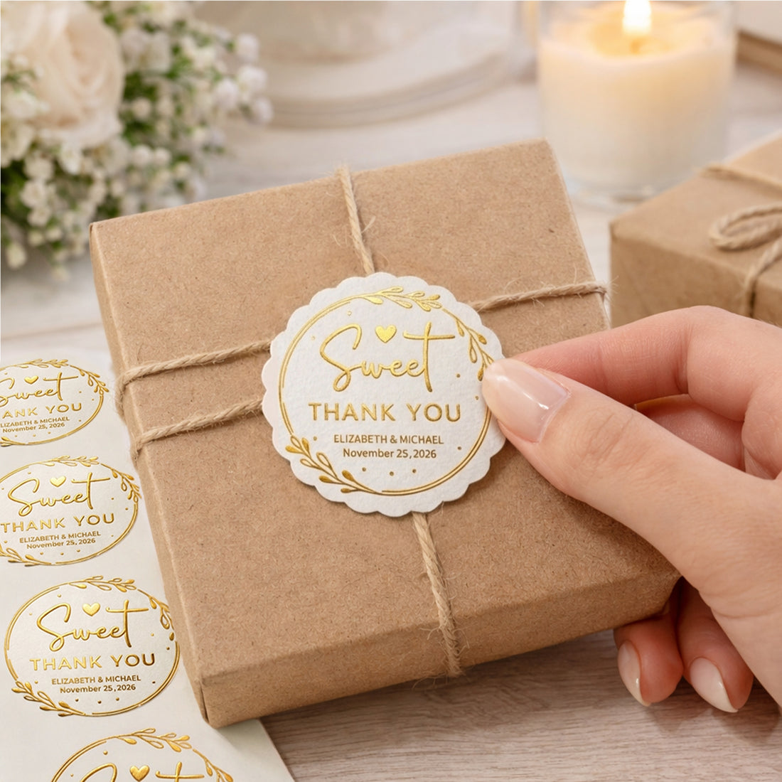 Custom Gold Foil Textured Stickers - Luxury Labels for Brand Packaging2