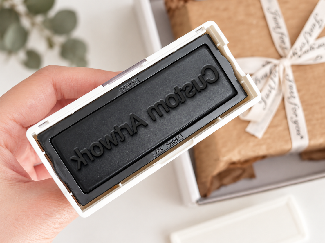 Custom Logo Pre-Inked Fabric Stamp 2