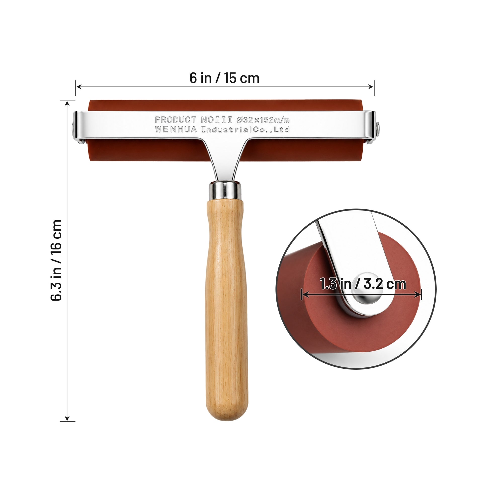 Hard Rubber Brayer Roller - Wood Handle Ink Tool for Printmaking2