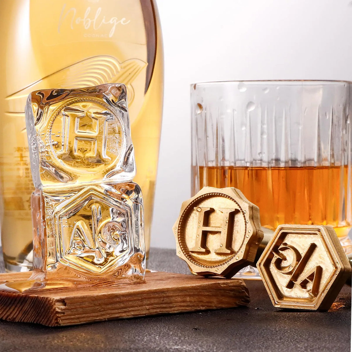 Carimbo de Gelo de Latão com Monograma Único Hexa Mark para Bartender e Planeador11